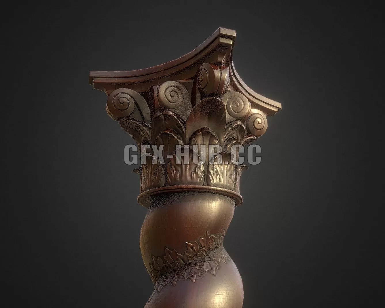 PBR Game 3D Model – Antique Wooden Pillar