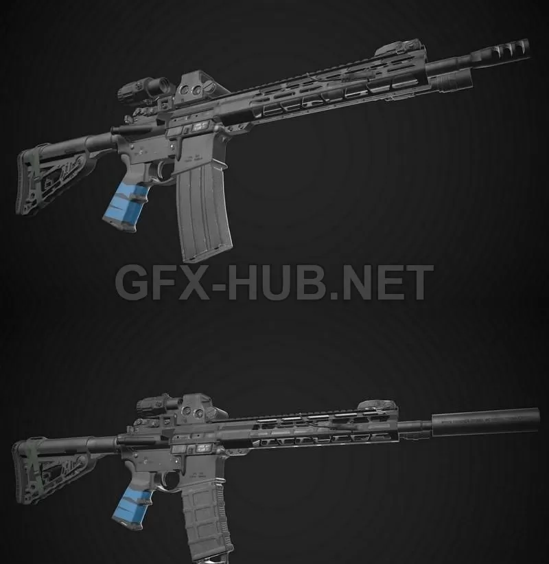 PBR Game 3D Model – AR-15 Rifle