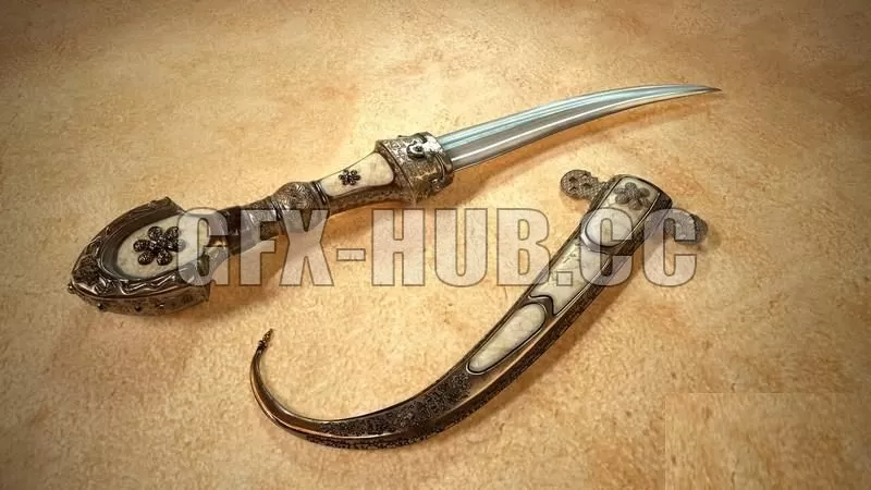 PBR Game 3D Model – Arabian Dagger