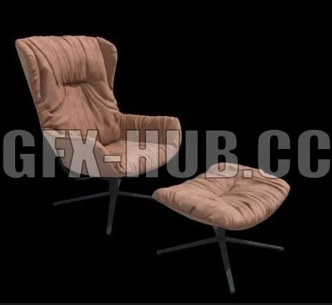 PBR Game 3D Model – Armchair Leya Wingback Replica
