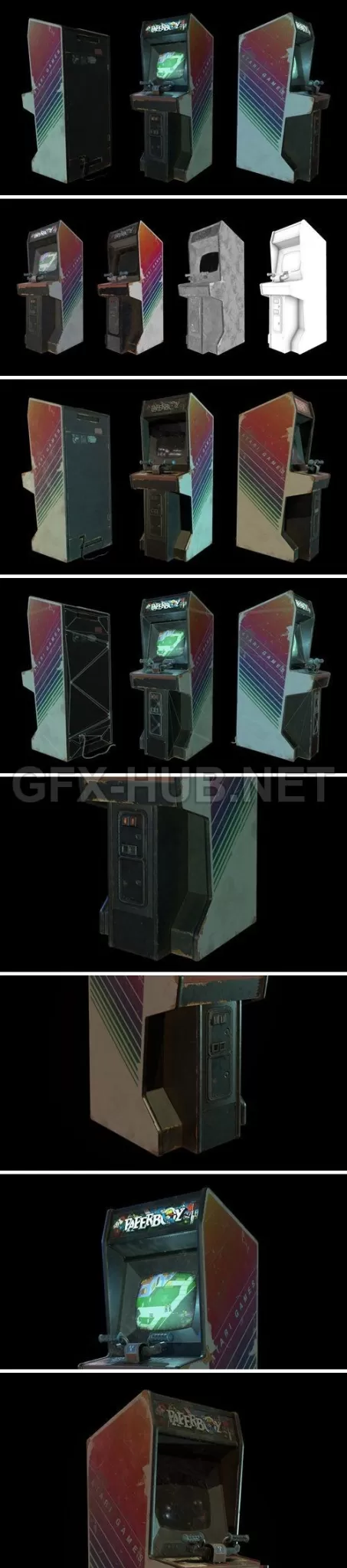 PBR Game 3D Model – ArtStation – Paperboy Arcade Game