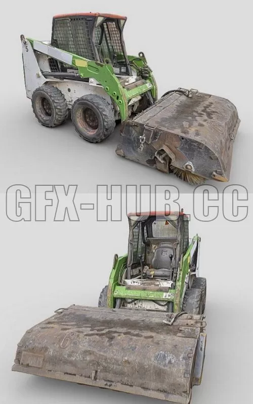 PBR Game 3D Model – Asphalt planer photogrammetry scan