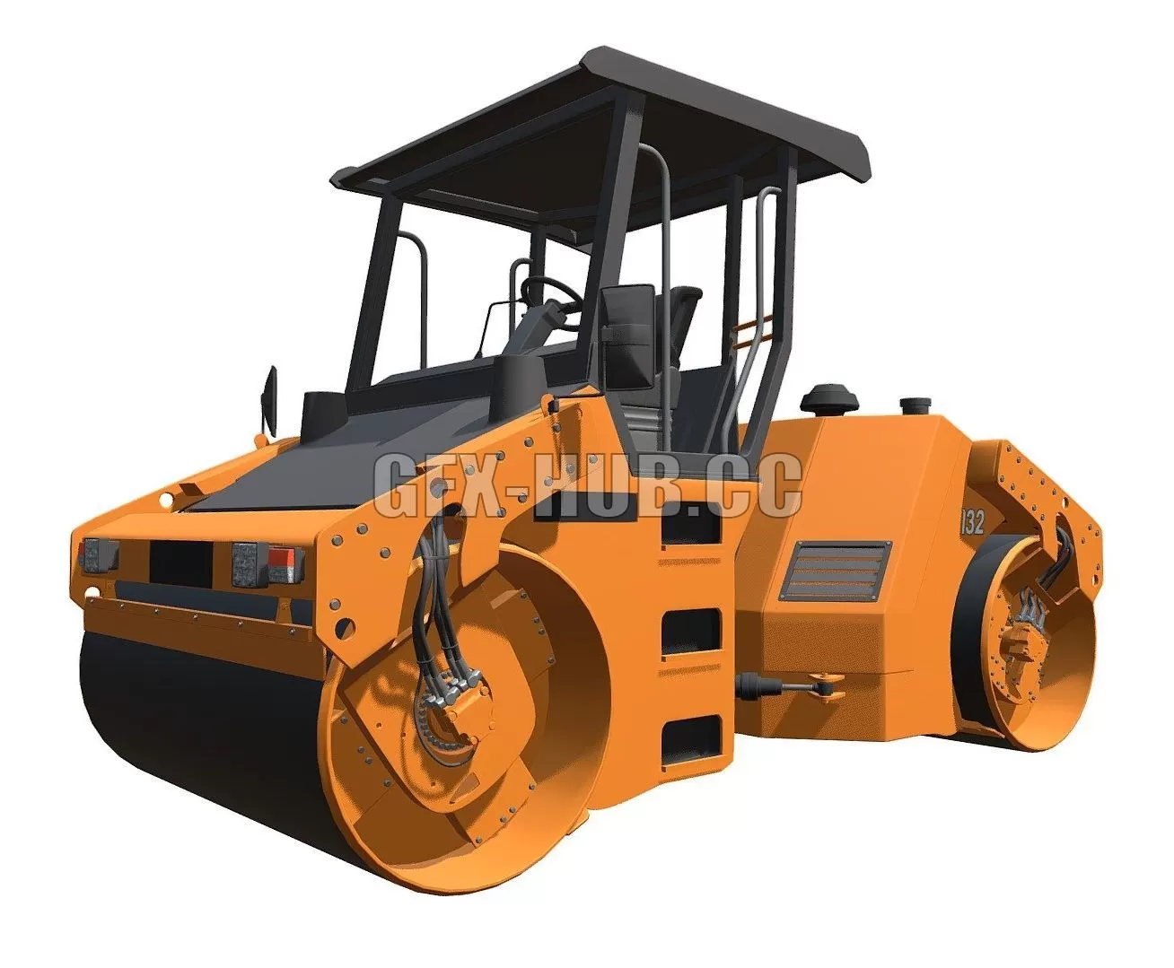 PBR Game 3D Model – Asphalt Road Roller