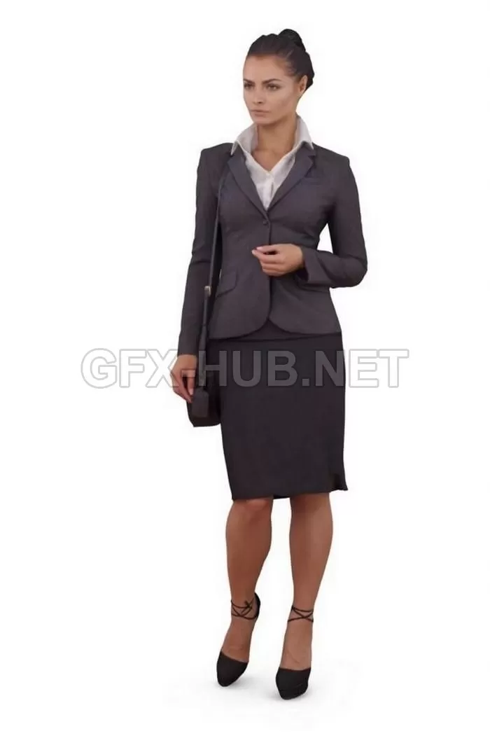 PBR Game 3D Model – Attentive business woman (Model Scanned)