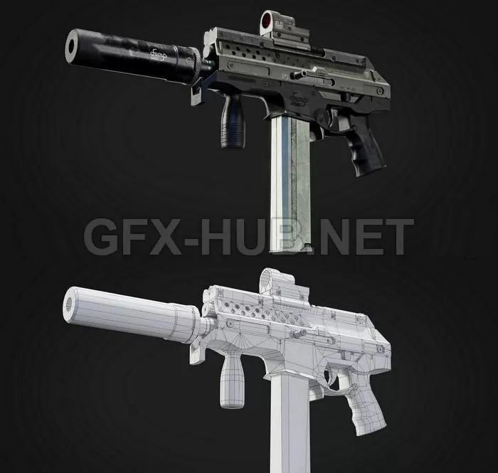 PBR Game 3D Model – Auto SMG