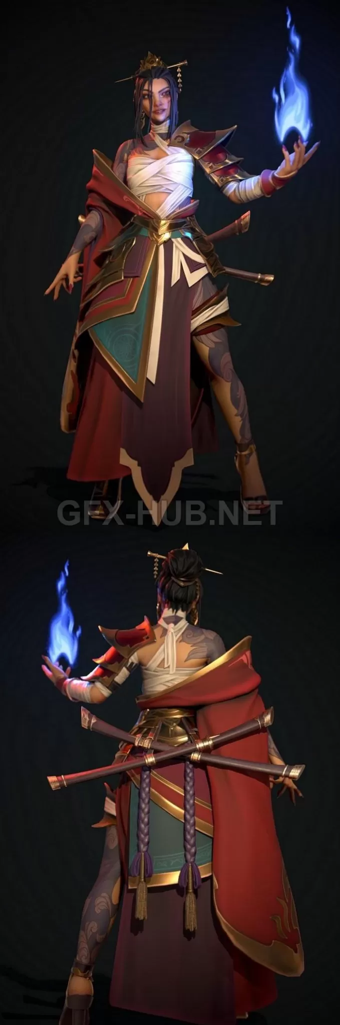 PBR Game 3D Model – Azula Avatar Character