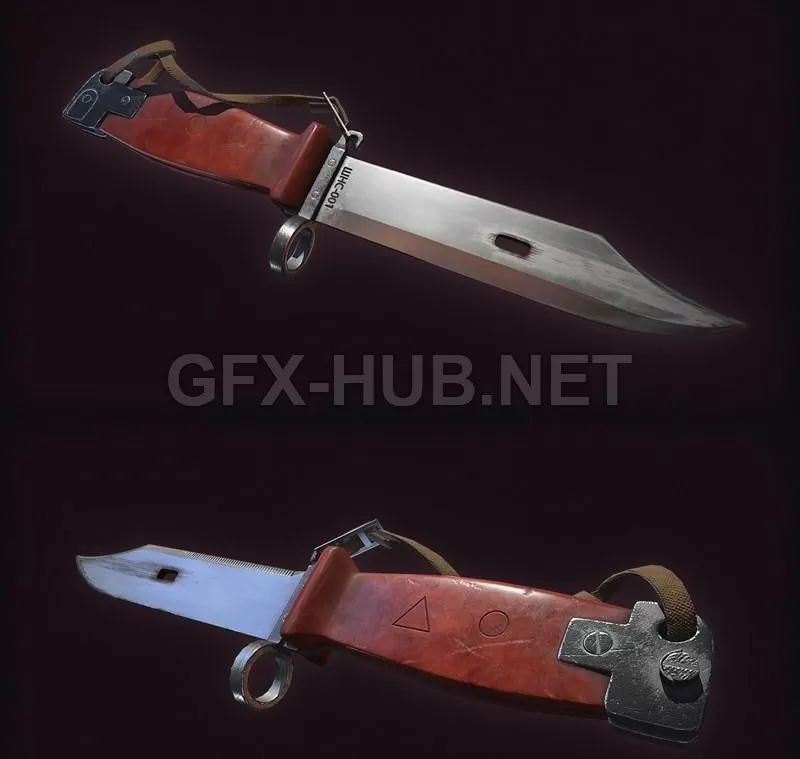 PBR Game 3D Model – Bayonet knife PBR
