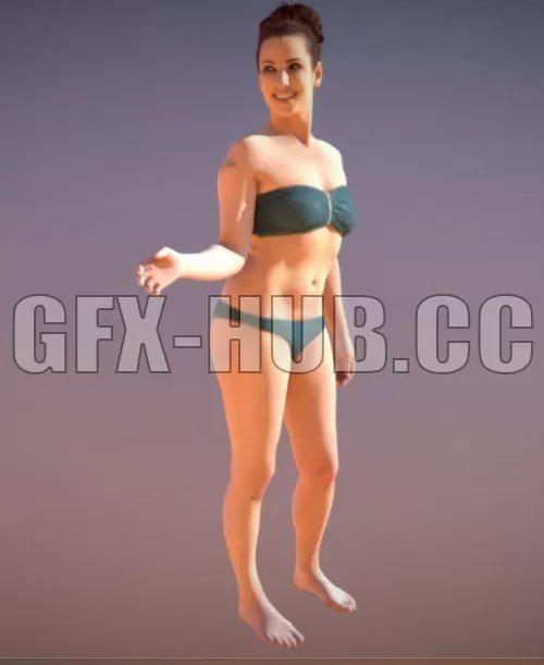 PBR Game 3D Model – Beach Woman Bikini Standing Yearn Couple