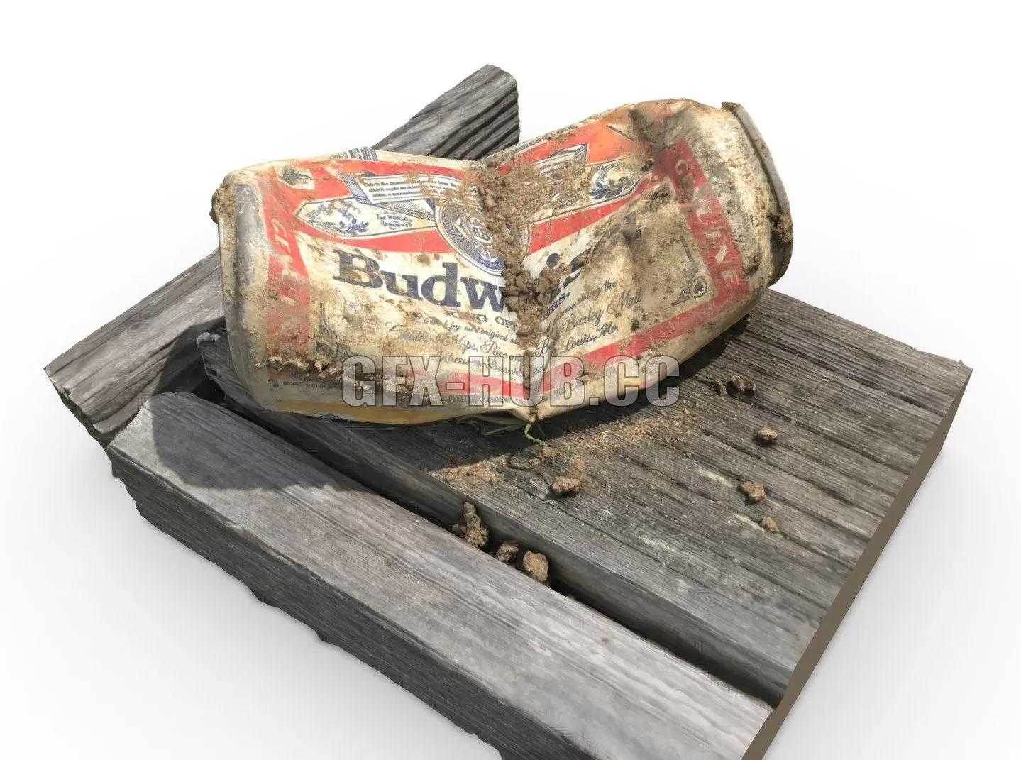 PBR Game 3D Model – Beer Can on Fencepost