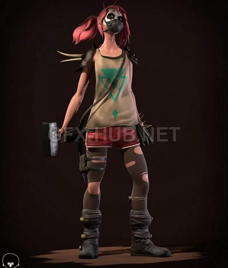 PBR Game 3D Model – Biker Girl PBR