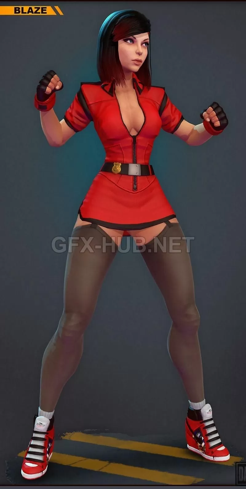 PBR Game 3D Model – Blaze Fielding-Streets of Rage PBR