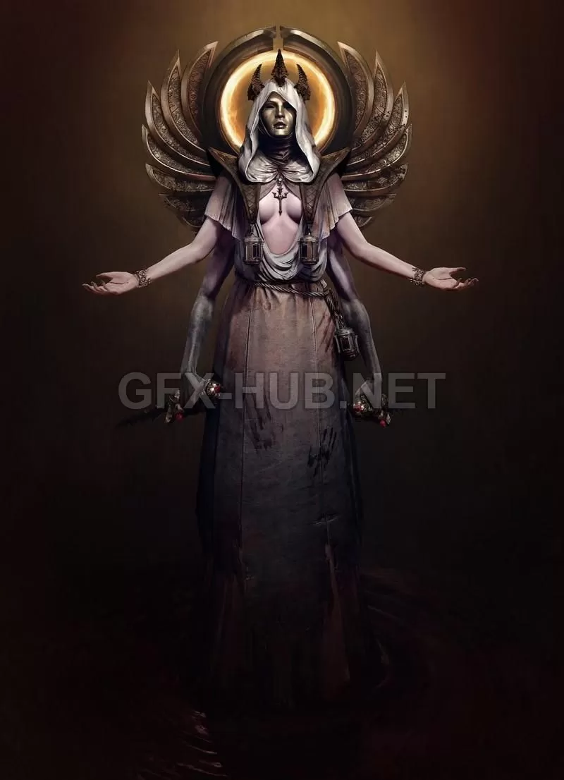 PBR Game 3D Model – Blood Priestess PBR