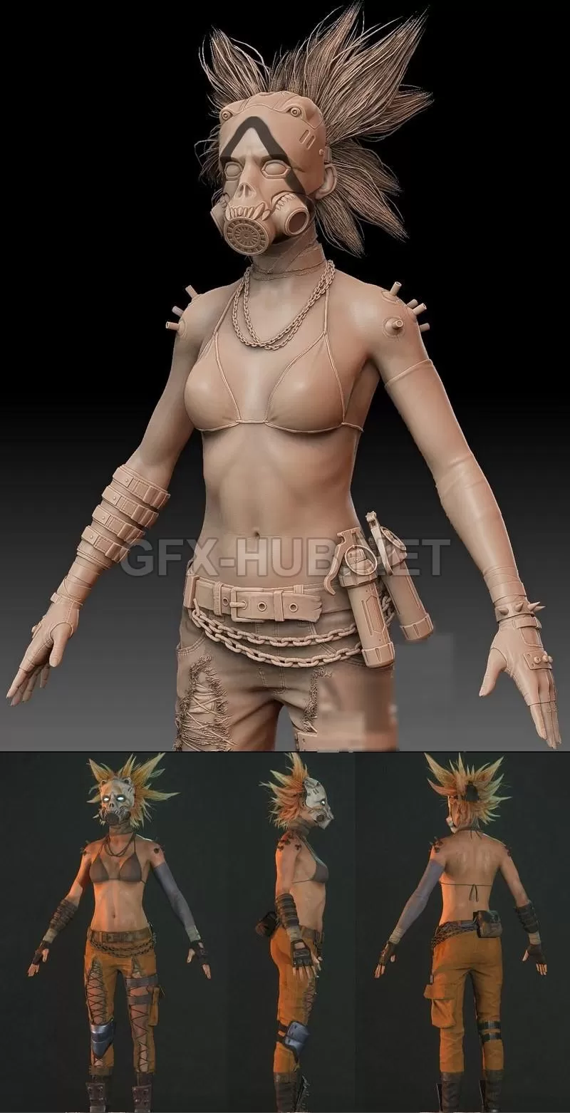 PBR Game 3D Model – Borderlands Psycho Fan Art