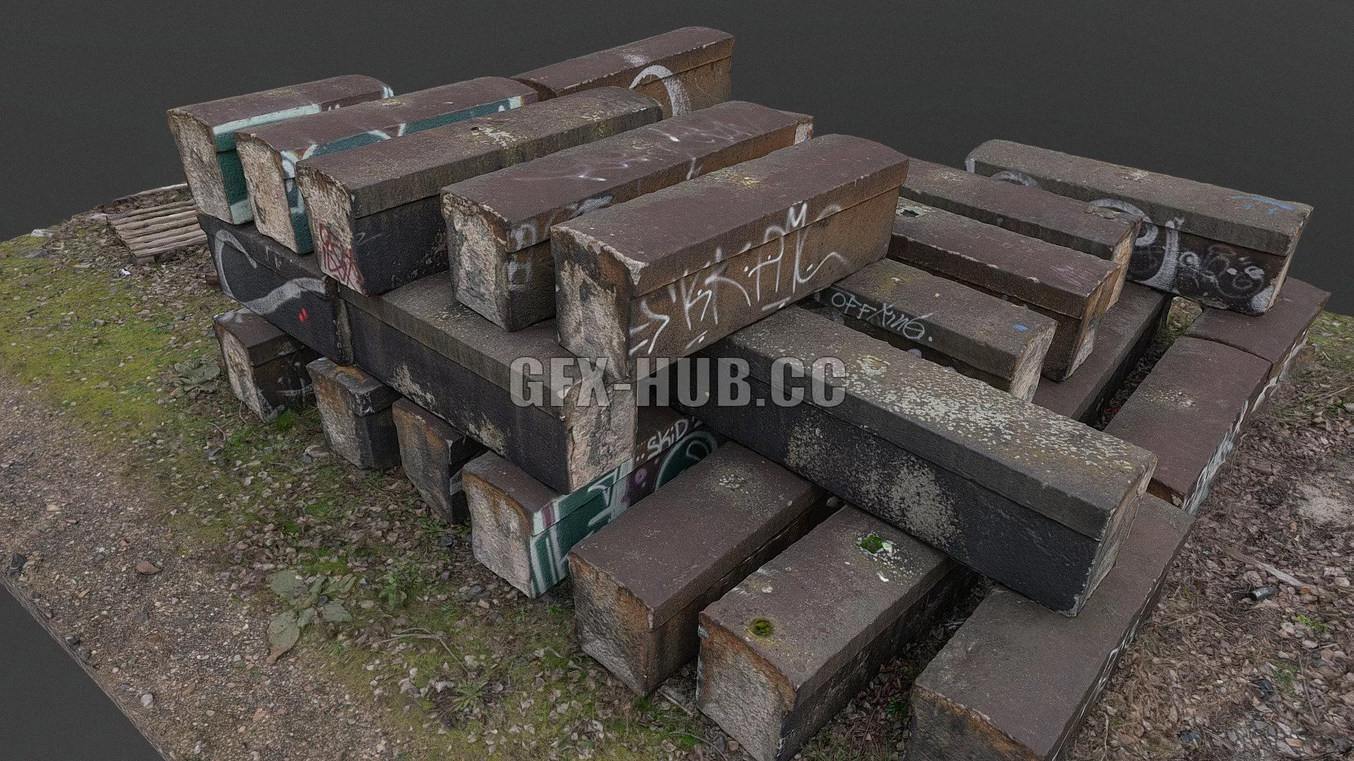 PBR Game 3D Model – Bridge construction fragments