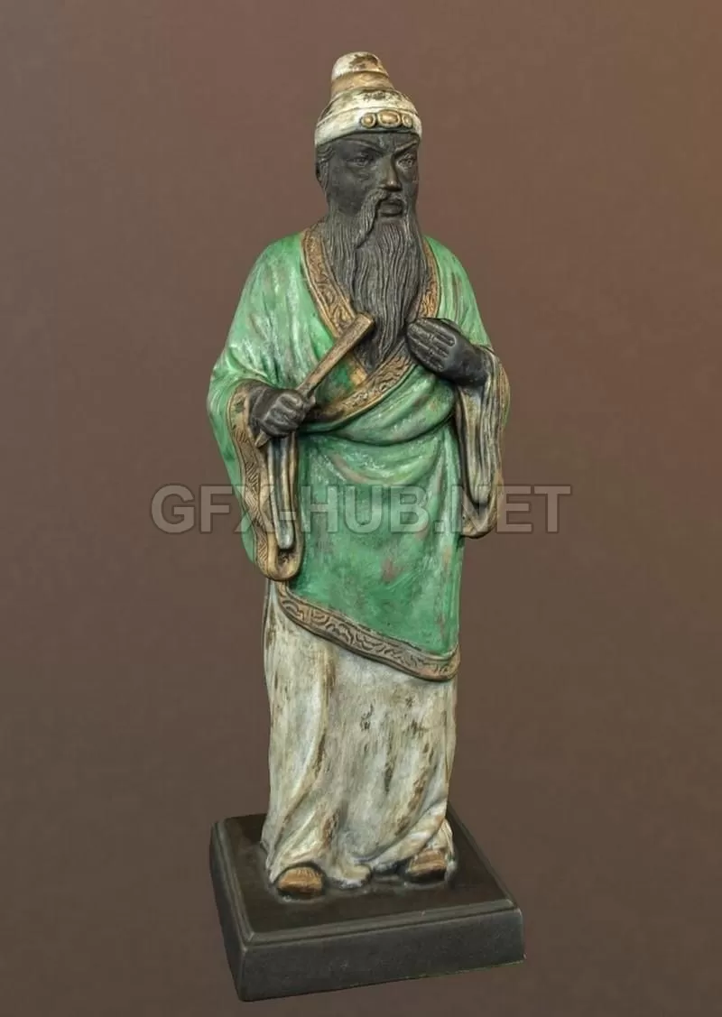 PBR Game 3D Model – Bronze Chinese Statue