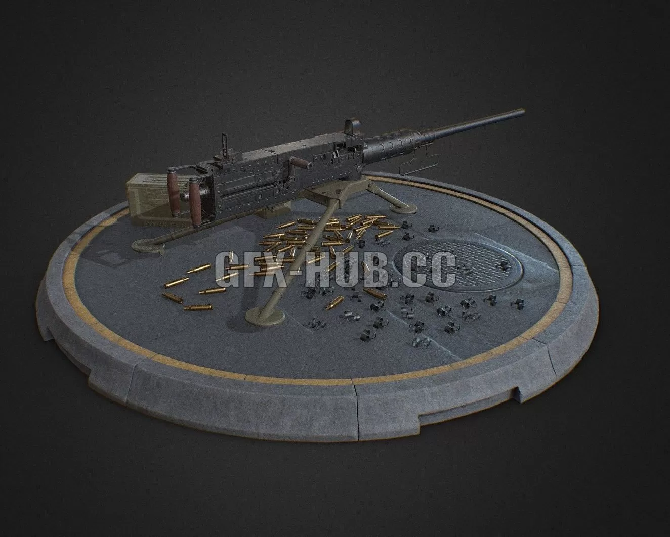 PBR Game 3D Model – Browning M2