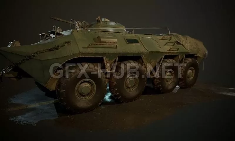 PBR Game 3D Model – BTR Military Vehicle