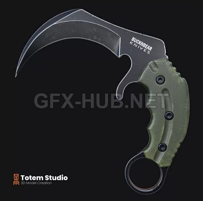 PBR Game 3D Model – BUCKNBEAR Velociraptor Karambit