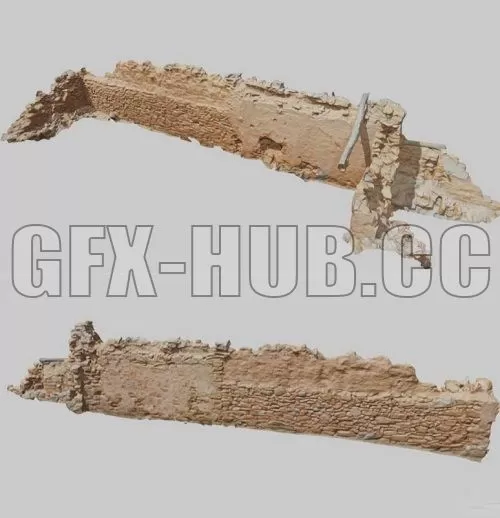 PBR Game 3D Model – Building Wall Ruins Old Scan