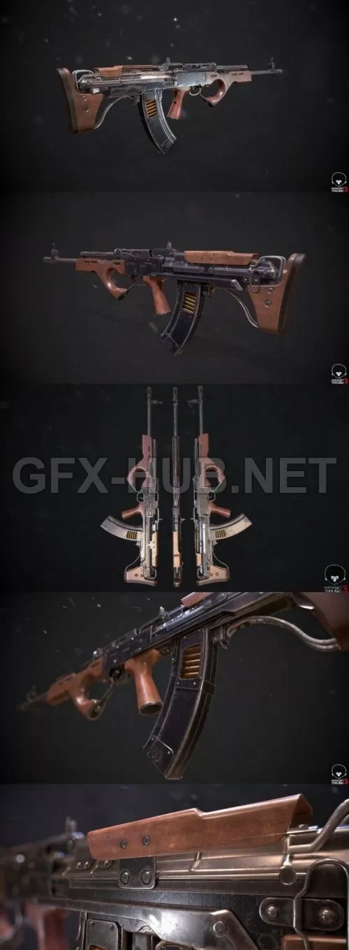 PBR Game 3D Model – Bull Dog Gun