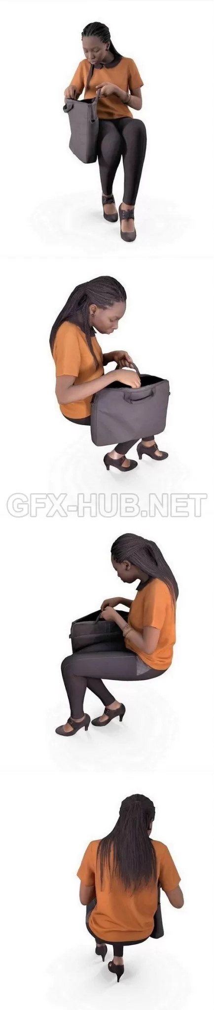 PBR Game 3D Model – Business Woman Sitting Low-poly