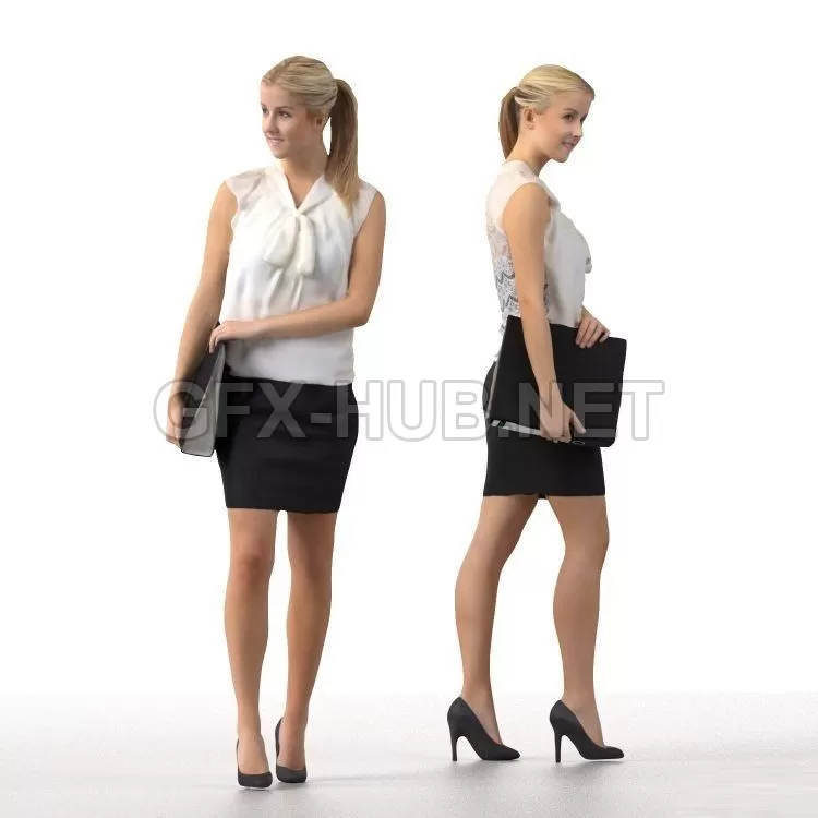 PBR Game 3D Model – Business Woman Walking