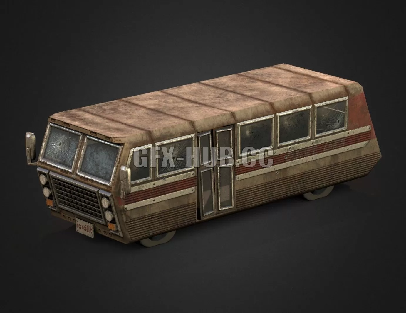 PBR Game 3D Model – Busted Bus