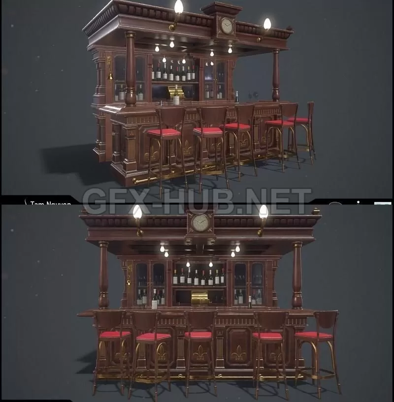 PBR Game 3D Model – Canopy Pub Bar PBR