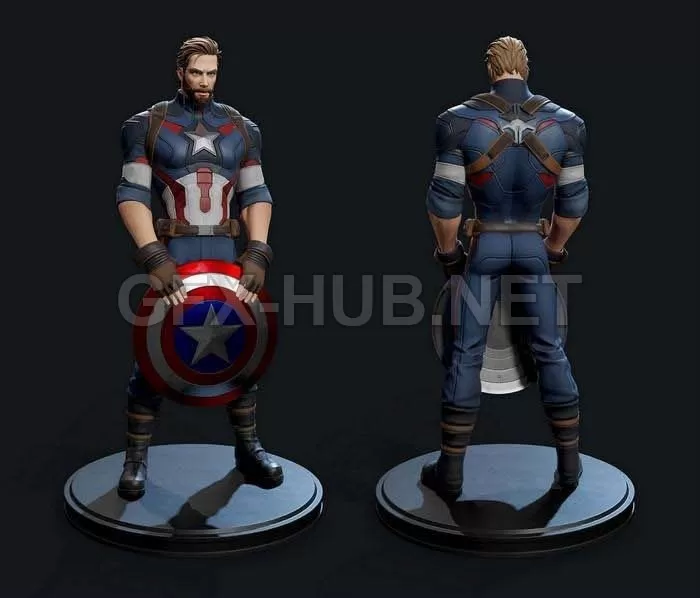 PBR Game 3D Model – Captain America