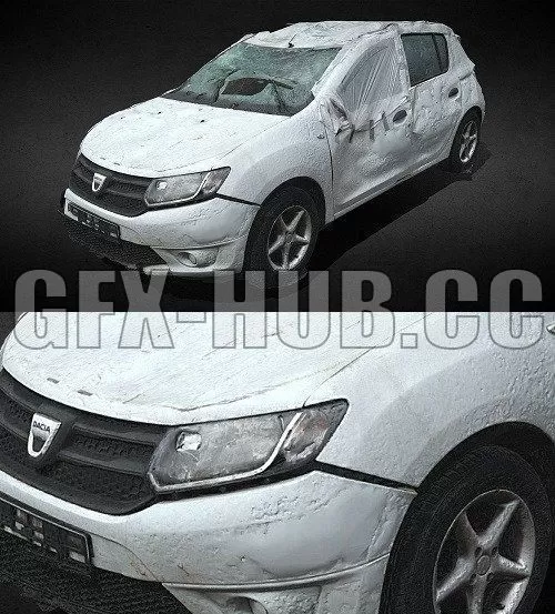 PBR Game 3D Model – Car wreck destroyed photogrammetry