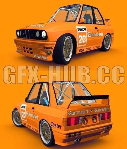 PBR Game 3D Model – Cartoon Touring Car