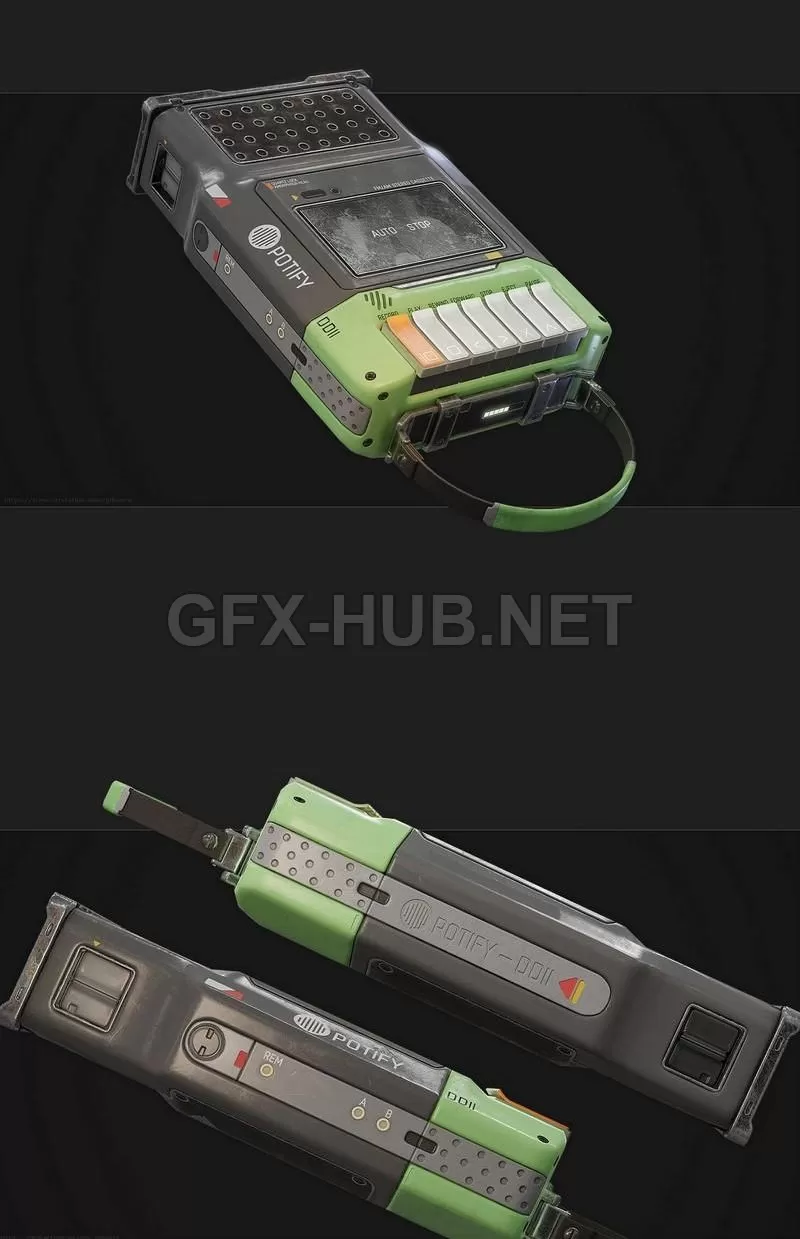 PBR Game 3D Model – Cassette Player Potify props