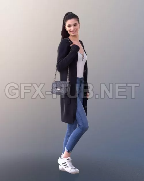 PBR Game 3D Model – Casual Girl Standing Scanned