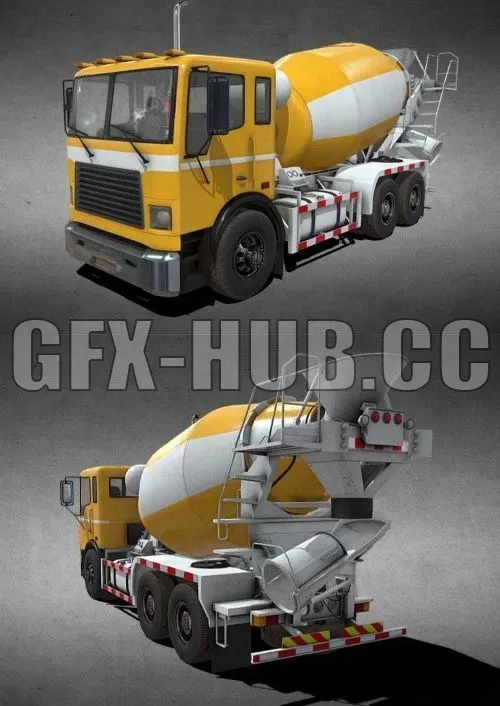 PBR Game 3D Model – Cement Truck