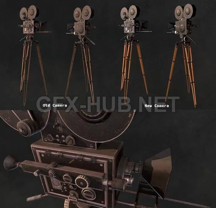 PBR Game 3D Model – Cine Camera Vintage