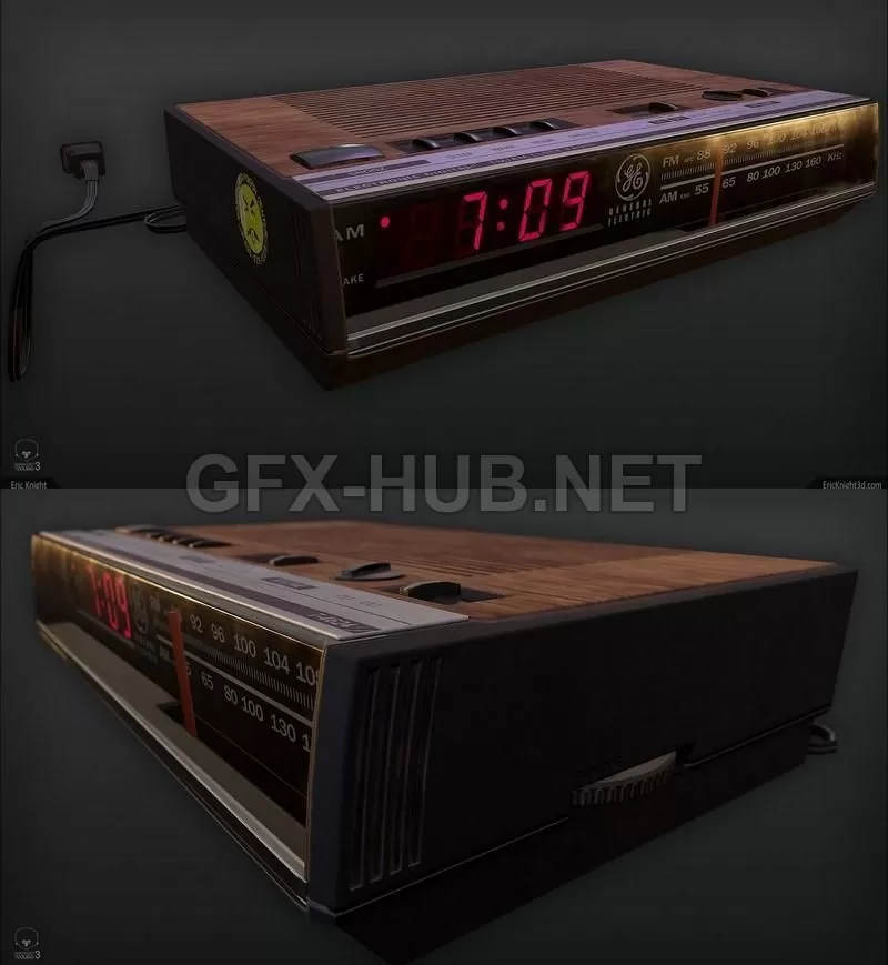 PBR Game 3D Model – Clock Radio PBR