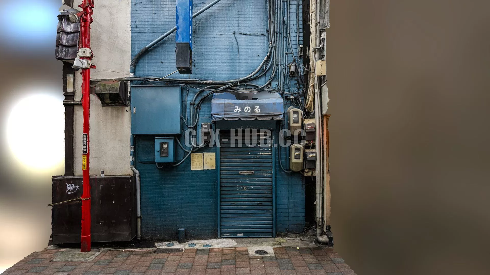 PBR Game 3D Model – Closed blue japanese pub photogrammetry scan