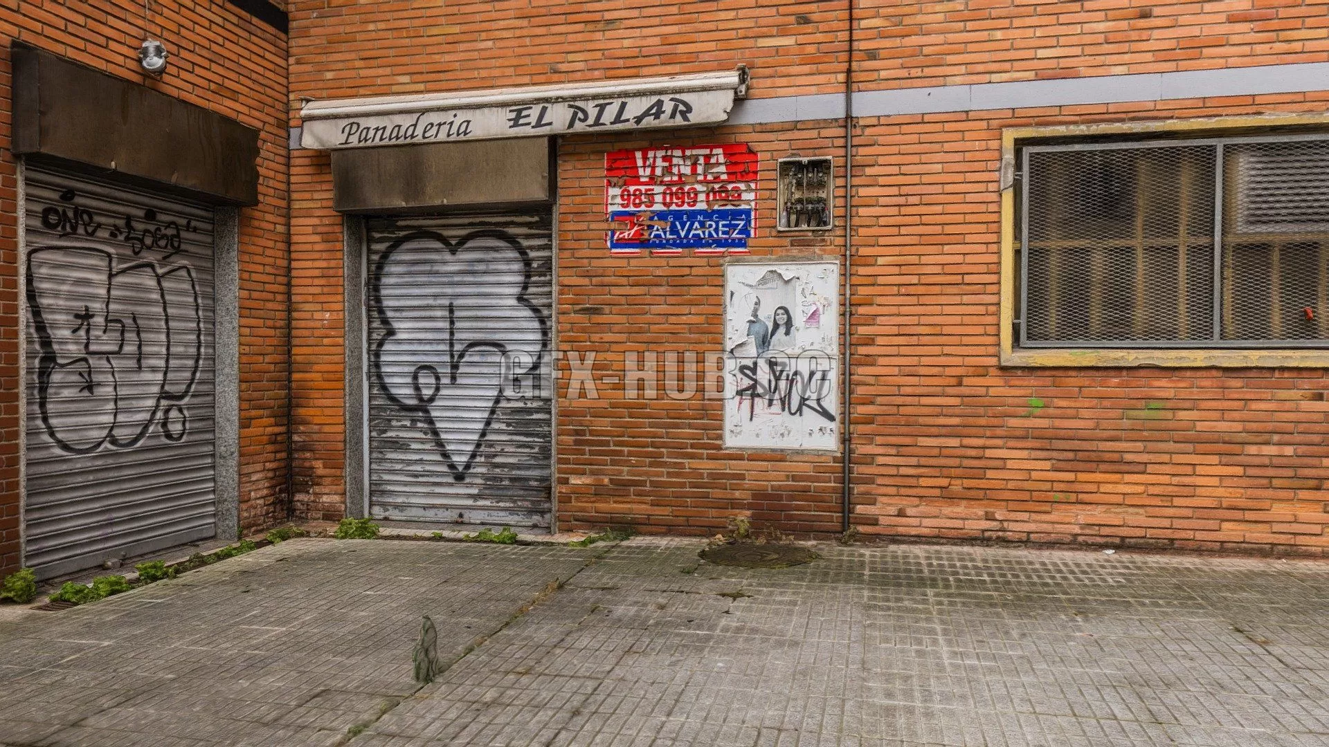 PBR Game 3D Model – Closed stores brick corner