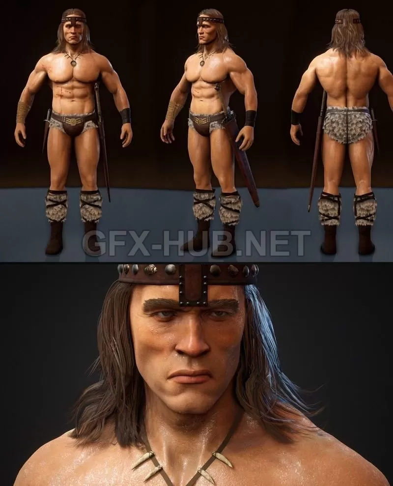 PBR Game 3D Model – Conan The Destroyer