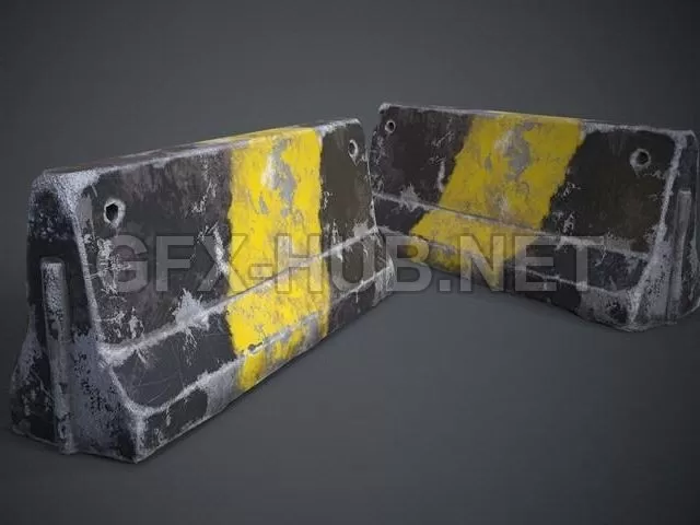 PBR Game 3D Model – Concrete Barrier