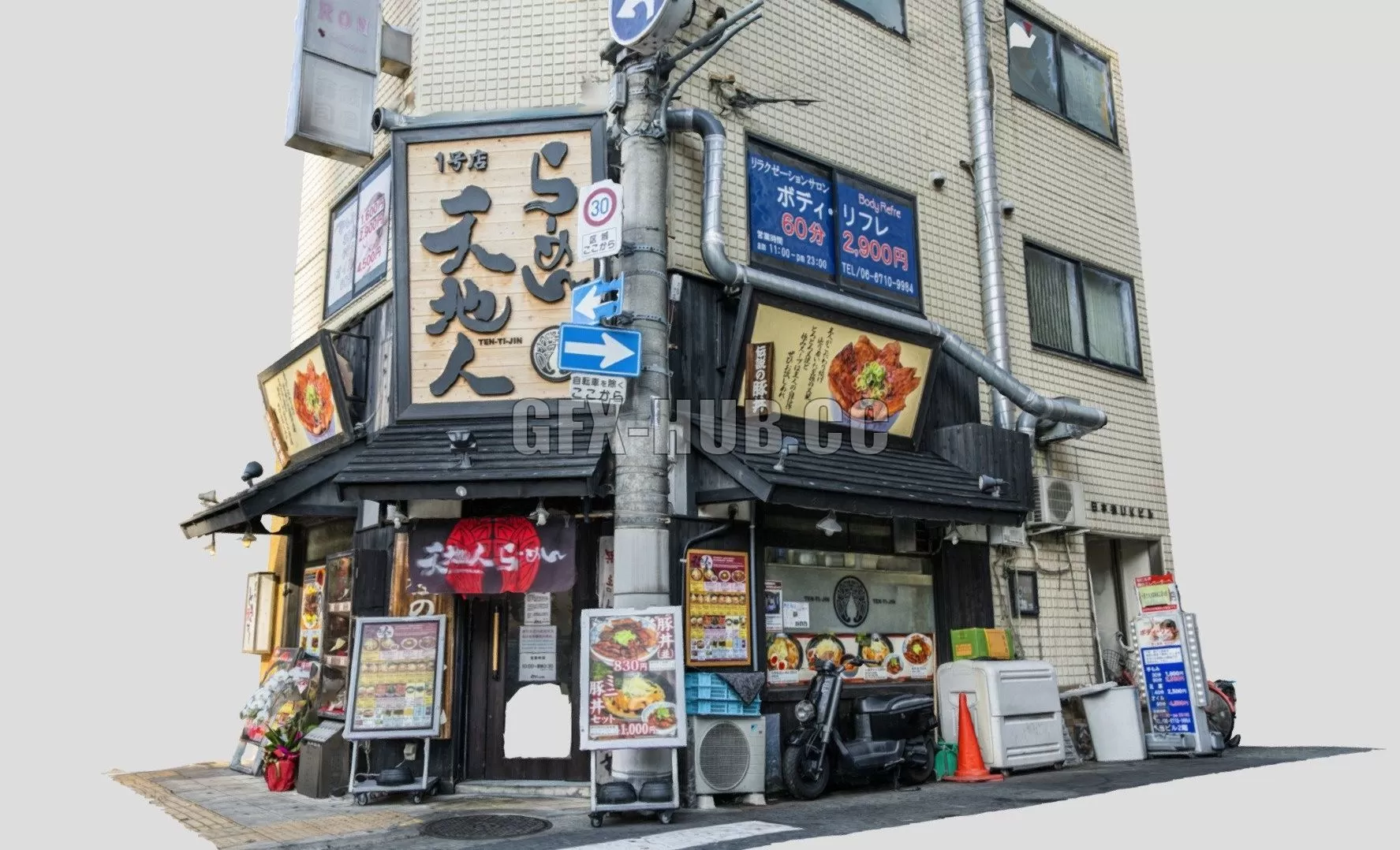 PBR Game 3D Model – Corner restaurant