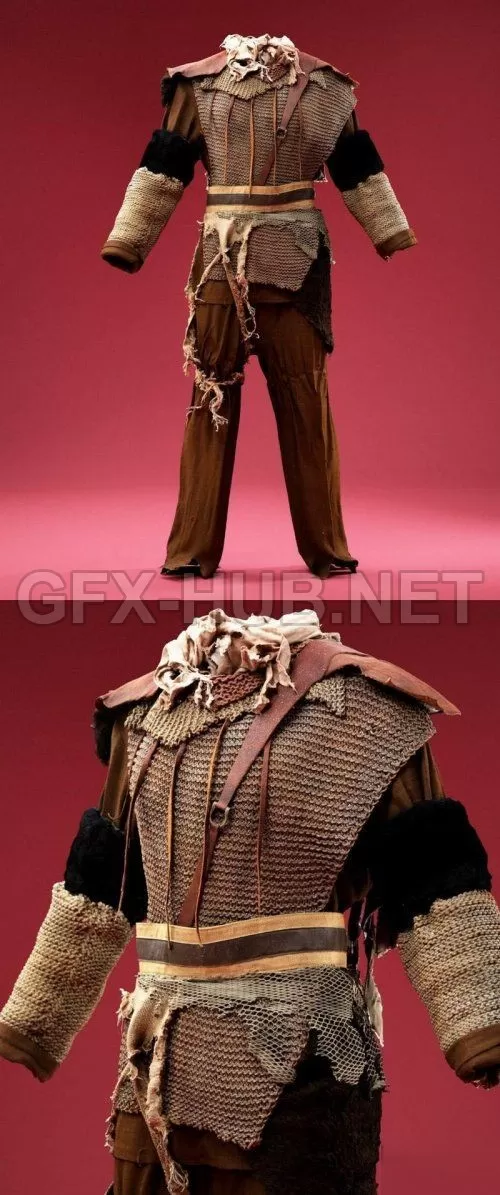 PBR Game 3D Model – Costume Chain Mail Soldier (max, fbx, obj)