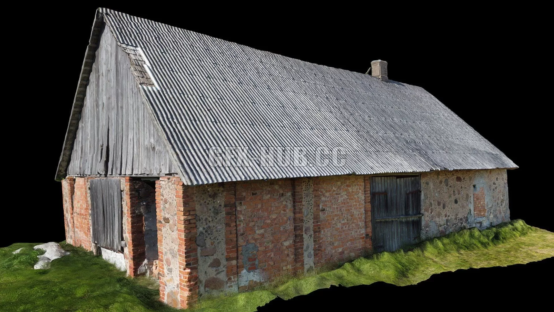 PBR Game 3D Model – Countryside Barn