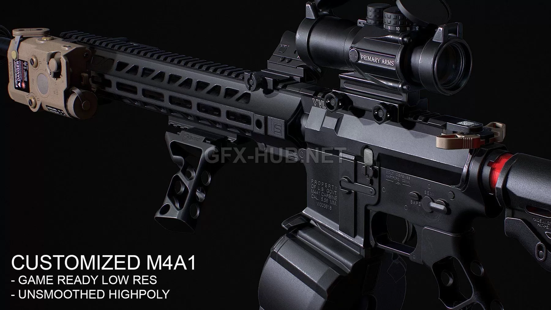 PBR Game 3D Model – Customized M4A1 Highpoly & Lowpoly