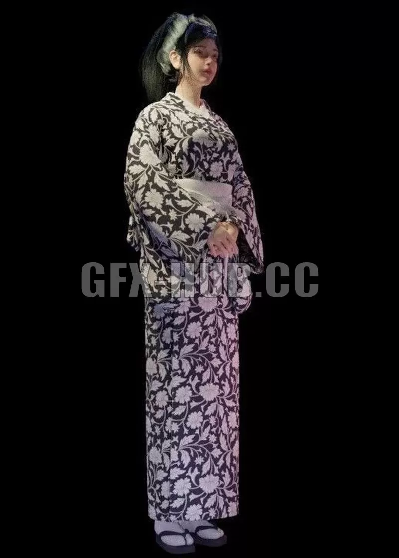 PBR Game 3D Model – Cute girl character with chinese culture outfit