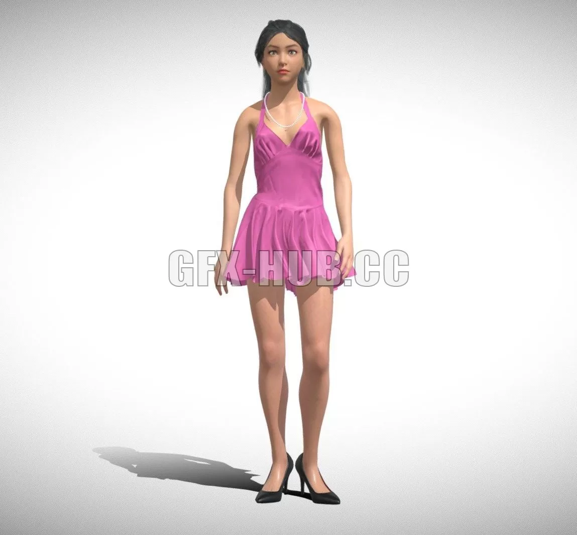 PBR Game 3D Model – Cute rigged girl