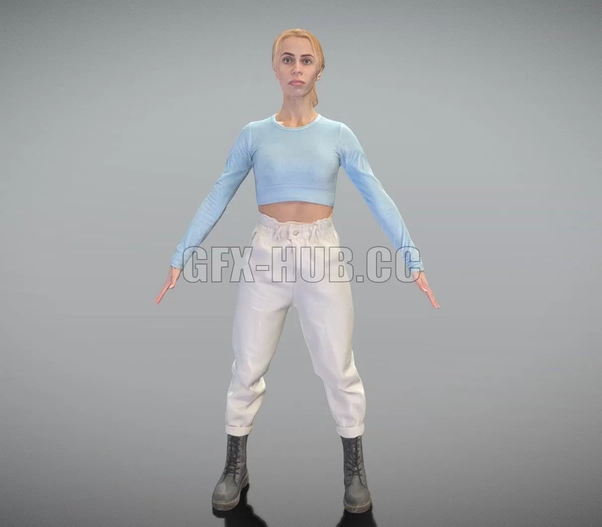 PBR Game 3D Model – Cute woman ready for animation 363