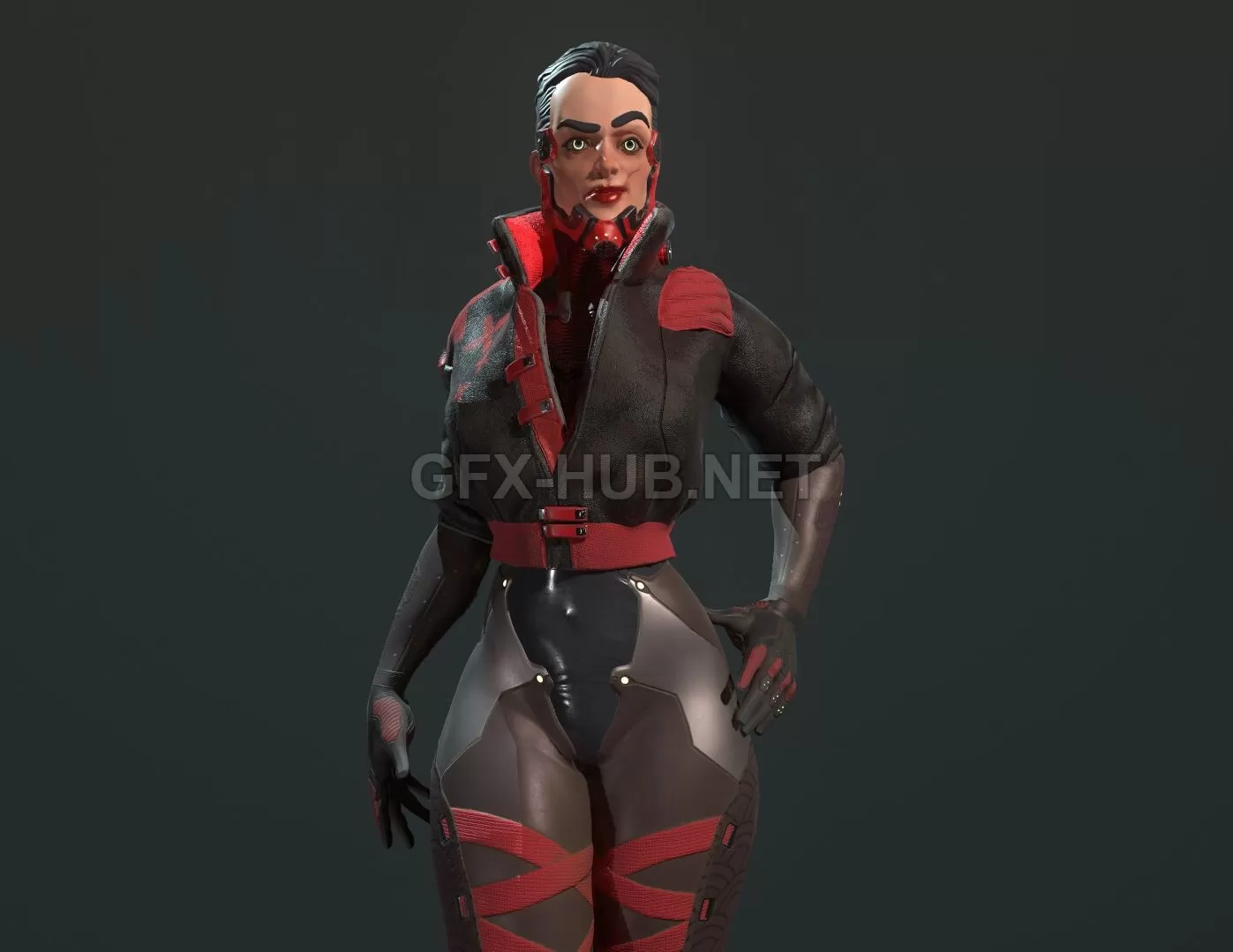 PBR Game 3D Model – Cyber girl