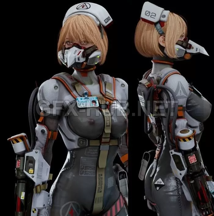 PBR Game 3D Model – Cyber Nurse