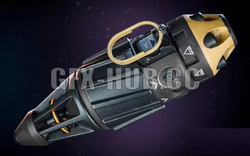 PBR Game 3D Model – Cyberpunk Grenade